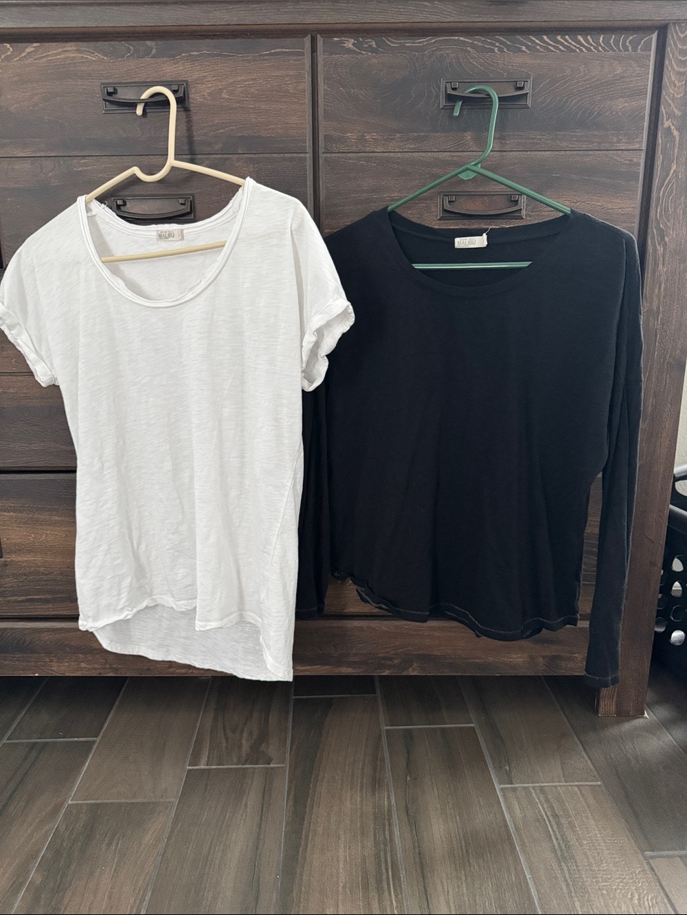 Barefoot Dreams Malibu Women's White Short Sleeve Tee & Black Long Sleeve Top